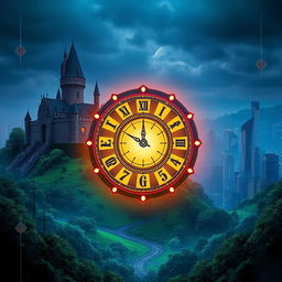 A captivating book cover that blends medieval and modern elements with an aura of royalty
