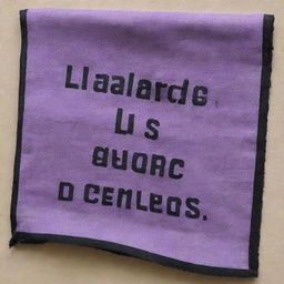 A purple and black rag with the text 'La Barra de Los Gemelos' prominently displayed on it