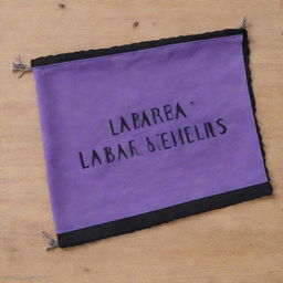 A purple and black rag with the text 'La Barra de Los Gemelos' prominently displayed on it