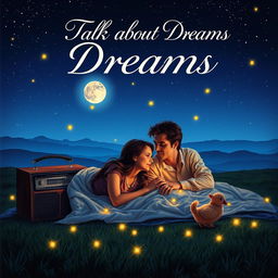 2000s romantic movie cover titled "Talk About Dreams" featuring a whimsical and dreamy scene