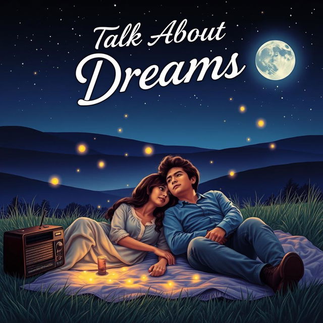 2000s romantic movie cover titled "Talk About Dreams" featuring a whimsical and dreamy scene