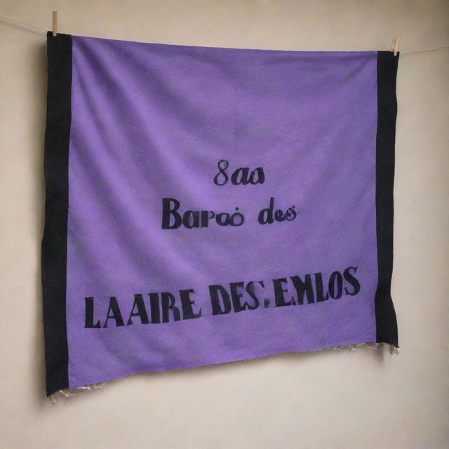 A purple and black rag with the text 'La Barra de Los Gemelos' prominently displayed on it