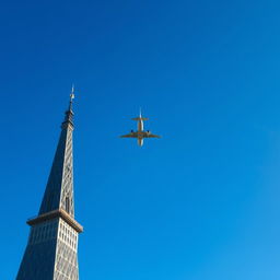 A peaceful blue sky with two majestic towers in the foreground, gracefully reaching towards the heavens