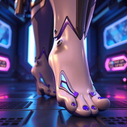 A close-up shot of Widowmaker's feet from the Overwatch universe