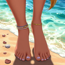 A close-up shot of Nami's feet from the One Piece universe