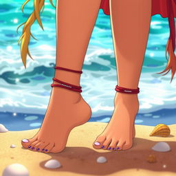 A close-up shot of Nami's feet from the One Piece universe