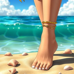 A close-up shot of Nami's feet from the One Piece universe