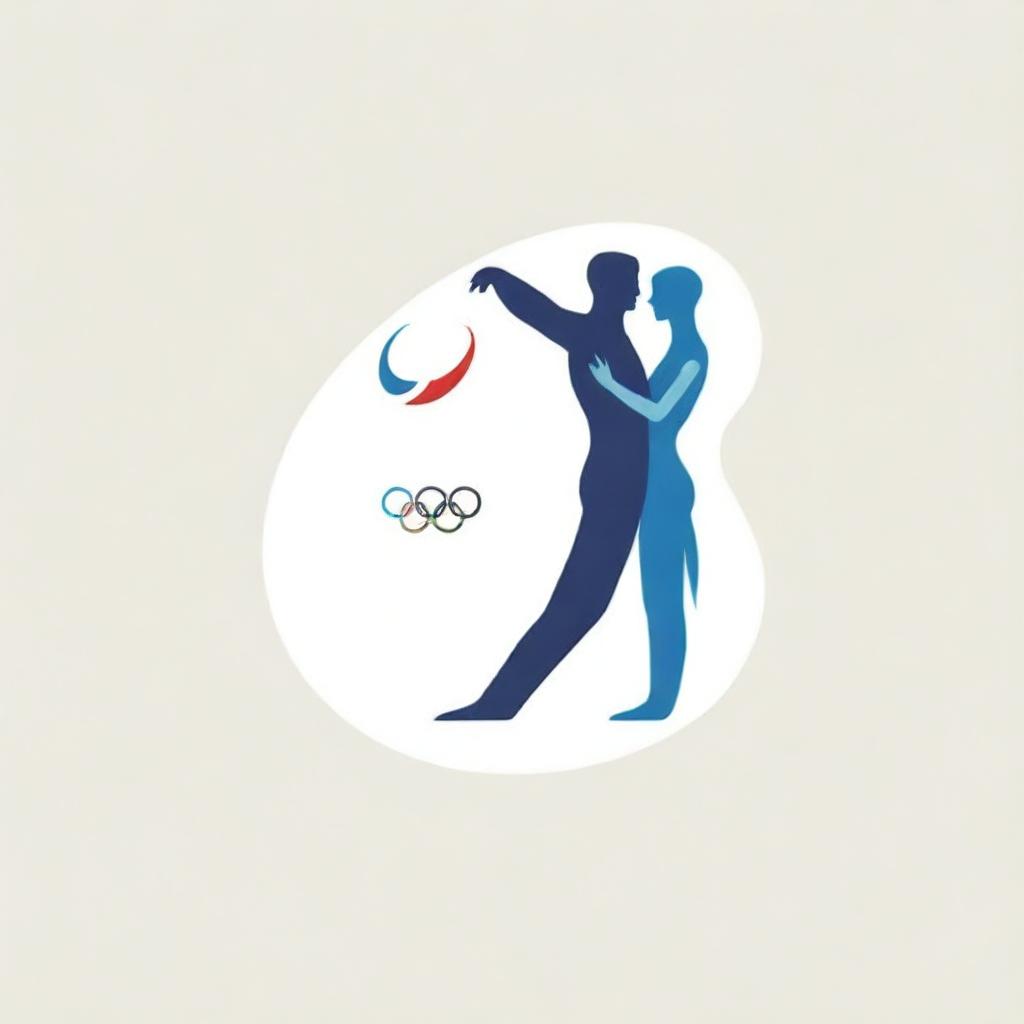 A logo featuring the silhouette of two people embracing, their unified shape forming the contour of an Olympic award.