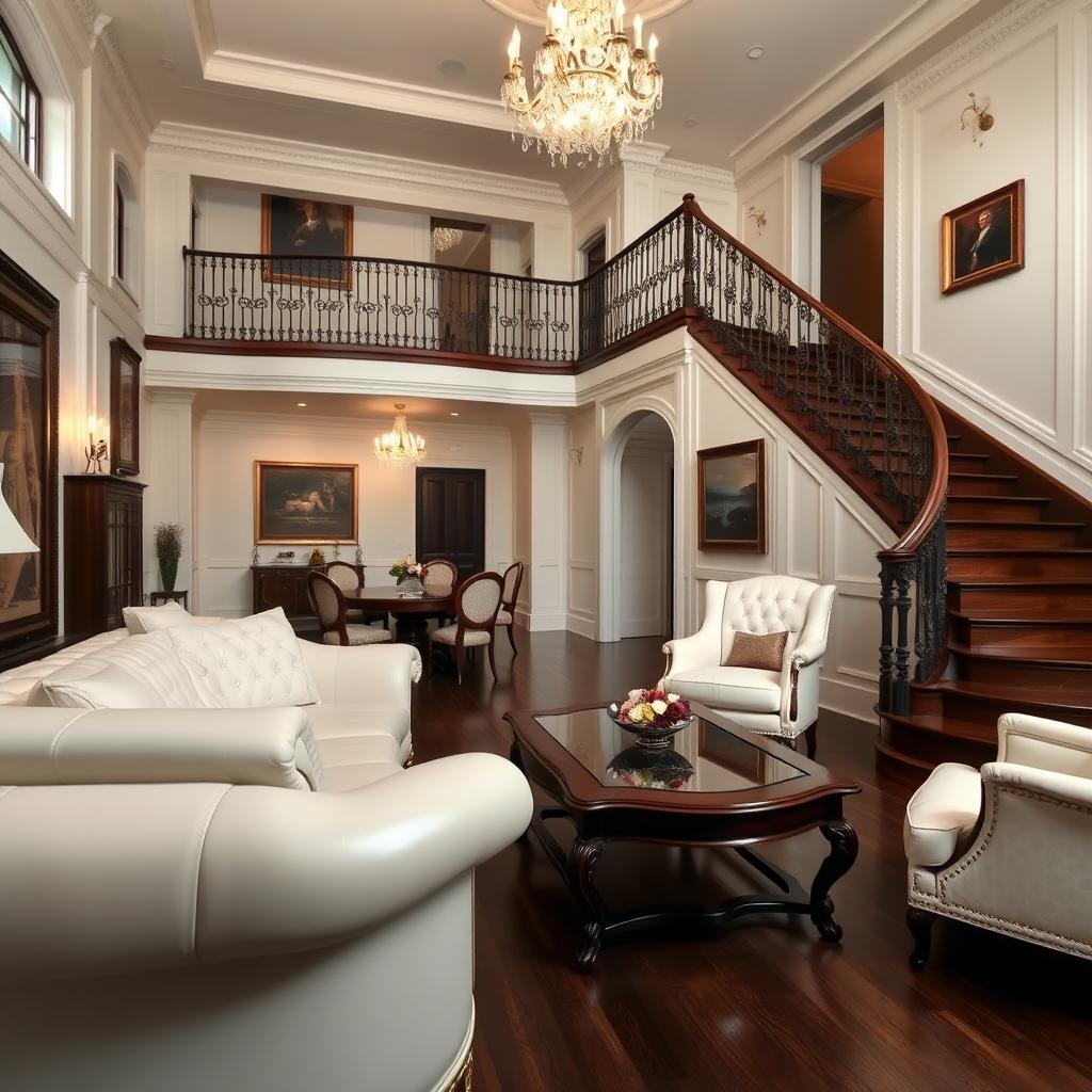 A luxurious living room with an elegant and sophisticated atmosphere