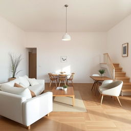 A Scandinavian-style living room with a minimalist and cozy atmosphere