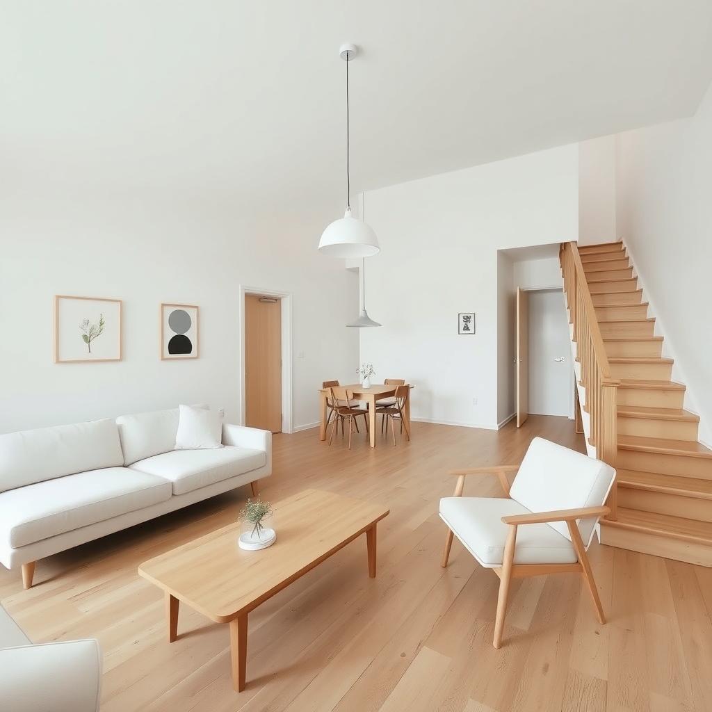 A Scandinavian-style living room with a minimalist and cozy atmosphere