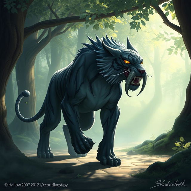 Shadowtooth, a mystical creature inspired by the saber-toothed tiger