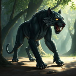 Shadowtooth, a mystical creature inspired by the saber-toothed tiger