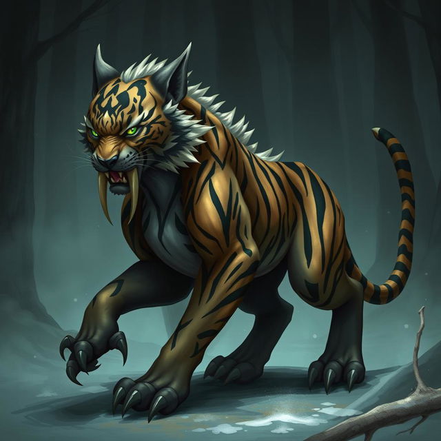 Shadowtooth, a mystical creature inspired by the saber-toothed tiger, is a symbol of intelligence and sentience