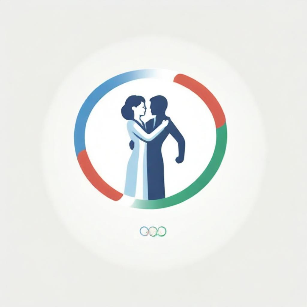 A logo depicting a heartwarming hug between a doctor and a patient under the symbolism of the Olympic rings, epitomizing the spirit of care and health triumphs.