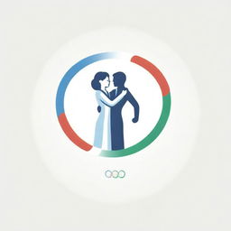 A logo depicting a heartwarming hug between a doctor and a patient under the symbolism of the Olympic rings, epitomizing the spirit of care and health triumphs.