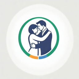 A logo depicting a heartwarming hug between a doctor and a patient under the symbolism of the Olympic rings, epitomizing the spirit of care and health triumphs.