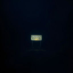 A dark road at night with no lighting, featuring a single glowing sign that reads 'Welcome to Solitude'