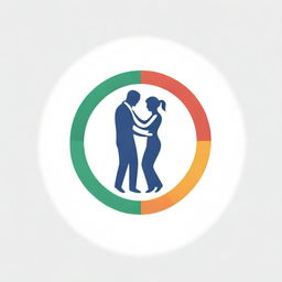 A logo illustrating a compassionate hug between a doctor and a patient, encapsulated within the Olympic rings symbolizing medical victory and unity in the spirit of the games.