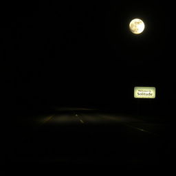 A road at night without any artificial lights, illuminated solely by the gentle glow of the moon