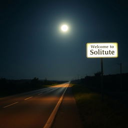 A road at night without any artificial lights, illuminated solely by the gentle glow of the moon