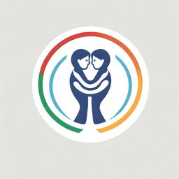 A logo illustrating a compassionate hug between a doctor and a patient, encapsulated within the Olympic rings symbolizing medical victory and unity in the spirit of the games.