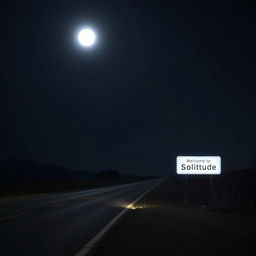 A road at night without any artificial lights, illuminated solely by the gentle glow of the moon