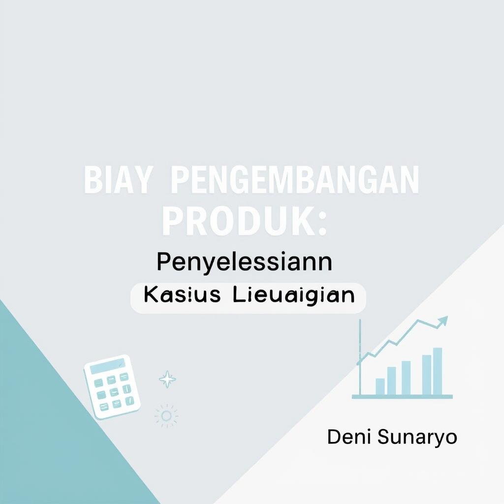 A detailed cover image for a business presentation on product development costs and financial case resolution implementation, featuring a clean, professional design