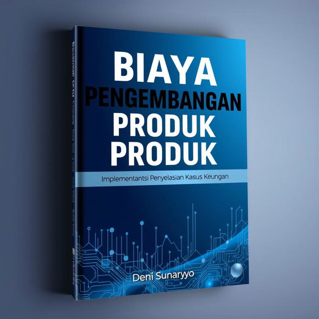 Design a captivating and sophisticated book cover for the title "Biaya Pengembangan Produk: Implementasi Penyelesaian Kasus Keuangan