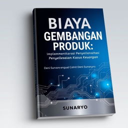 Design a captivating and sophisticated book cover for the title "Biaya Pengembangan Produk: Implementasi Penyelesaian Kasus Keuangan