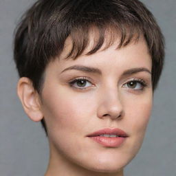 A close-up portrait of a person sporting a stylish short haircut.