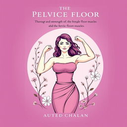 A book cover focusing on the strength and empowerment of the female pelvic floor muscles, illustrating a strong, confident woman