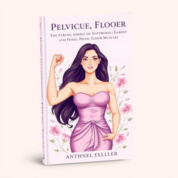 A book cover focusing on the strength and empowerment of the female pelvic floor muscles, illustrating a strong, confident woman