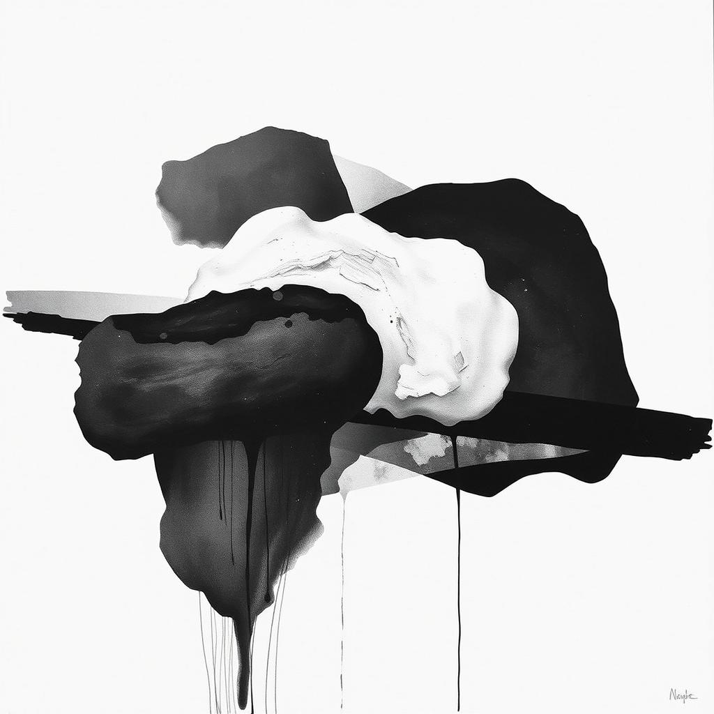 An abstract representation of solitude, composed in black and white