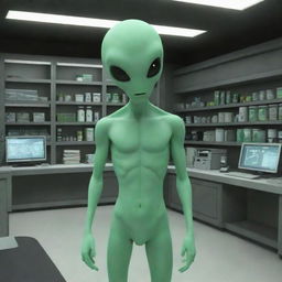 Medic alien from Ben 10, providing healthcare in an advanced alien laboratory