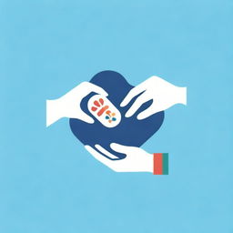 An Olympic-themed logo featuring hands gently touching, along with healthcare symbols, to signify the delicate, quality care provided in conjunction with the Olympic spirit.