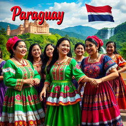 A vibrant and colorful scene showcasing the essence of Paraguay and its women