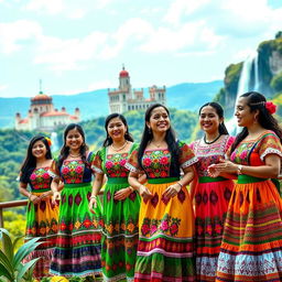 A vibrant and colorful scene showcasing the essence of Paraguay and its women