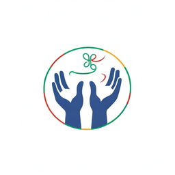 An Olympic-themed logo featuring hands gently touching, along with healthcare symbols, to signify the delicate, quality care provided in conjunction with the Olympic spirit.