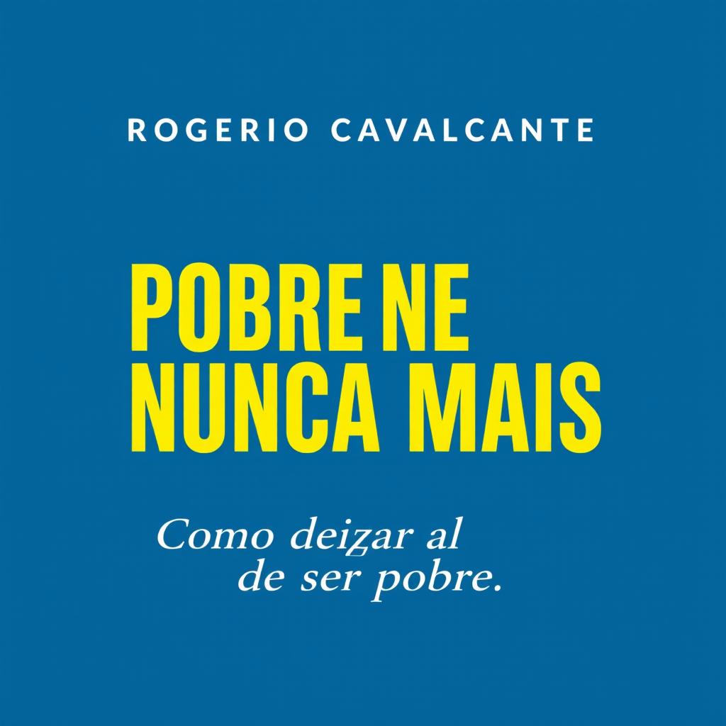 Create a book cover with a petroleum blue background featuring the title "POBRE NUNCA MAIS" in bold, bright yellow letters prominently in the center