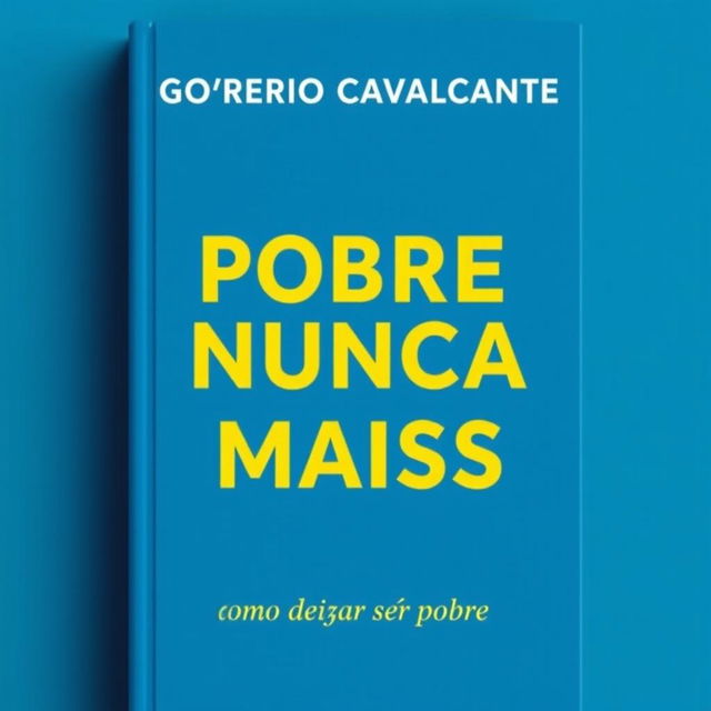 Create a book cover with a petroleum blue background featuring the title "POBRE NUNCA MAIS" in bold, bright yellow letters prominently in the center