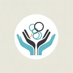 An Olympic-themed logo featuring hands gently touching, along with healthcare symbols, to signify the delicate, quality care provided in conjunction with the Olympic spirit.