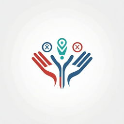 An Olympic-themed logo featuring hands gently touching, along with healthcare symbols, to signify the delicate, quality care provided in conjunction with the Olympic spirit.