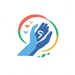 An Olympic-themed logo featuring hands gently touching, along with healthcare symbols, to signify the delicate, quality care provided in conjunction with the Olympic spirit.