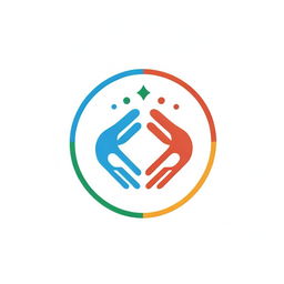 A logo that fuses the Olympic rings with the universal image of a hand-shake, surrounded by symbols of healthcare, illustrating unity and cooperation in medical services as embraced by the Olympic spirit.