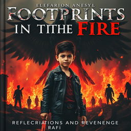 A 12-year-old boy named Rafi with a European-Indonesian appearance stands defiantly in the midst of raging flames