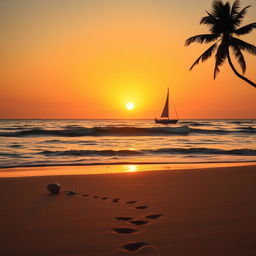 A beautiful sunset over a serene beach