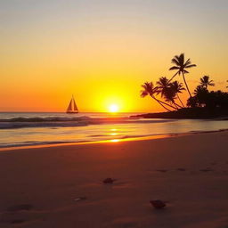 A beautiful sunset over a serene beach