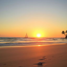 A beautiful sunset over a serene beach