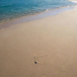 A serene and aesthetic view of the seafloor covered only in smooth, undulating sand, filtered through a lens of calming underwater light.